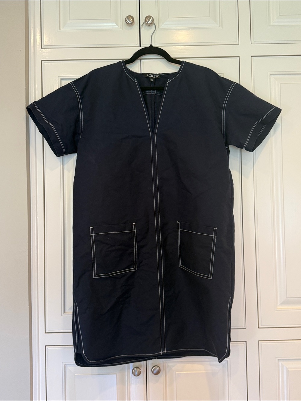 J. Crew Navy Shift Dress with White Contrast Stitching